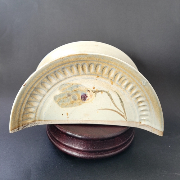 VTG Hand Painted Pottery Letter holder, Napkin Holder, Stationary Organizer - Picture 4 of 10